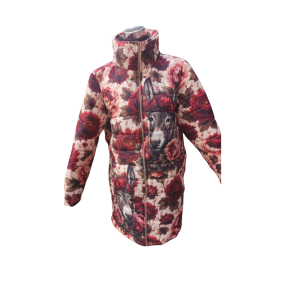 Red Botanical Floral Puffer Jacket