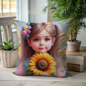 Sunflower Girl Scatter Cushion – Sunflower Portrait