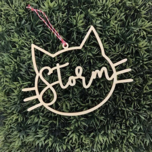 Personalised Cat Face Christmas Tree Tag