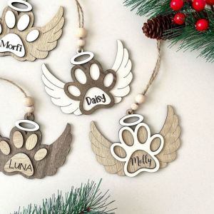 Personalised Angel Paw Christmas Tree Tag