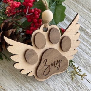 Personalised Winged Paw Christmas Tree Tag